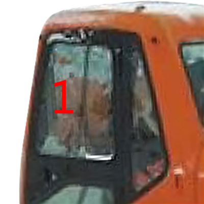 DX220LC-7 DX225LC-9 두산 글라스는 비스듬한 측면 위치 NO.1 템퍼링된 굴삭기 택시 글라스를 남겼습니다